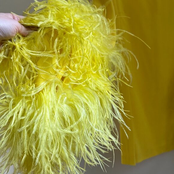 Taller Mamo Canary Yellow Dress w/ Feather Sleeves - Picture 4 of 10